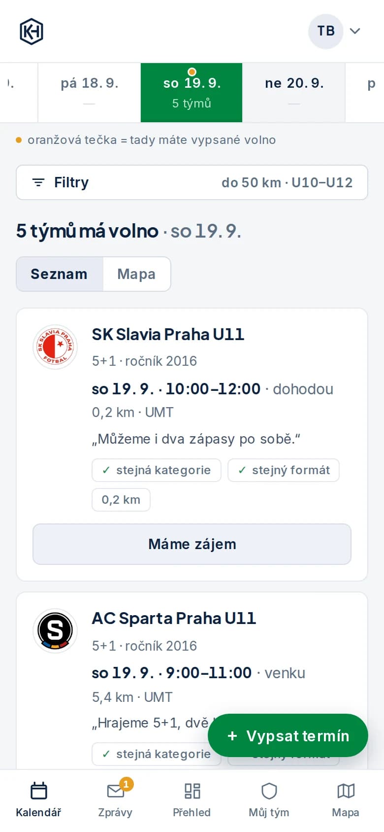 Tentýž kalendář na telefonu